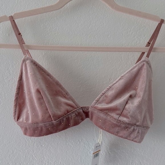 Intimately free people blush pink velvet gold dot bralette size Small - Picture 10 of 11